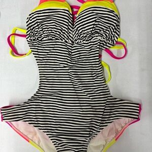 Striped one-piece bathing suit